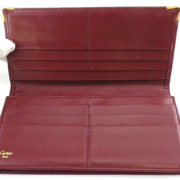 Cartier long wallet Mastrin Bordeaux Leather Authentic USED - Picture 6 of 10